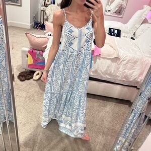Chic Blue and White Maxi Dress
